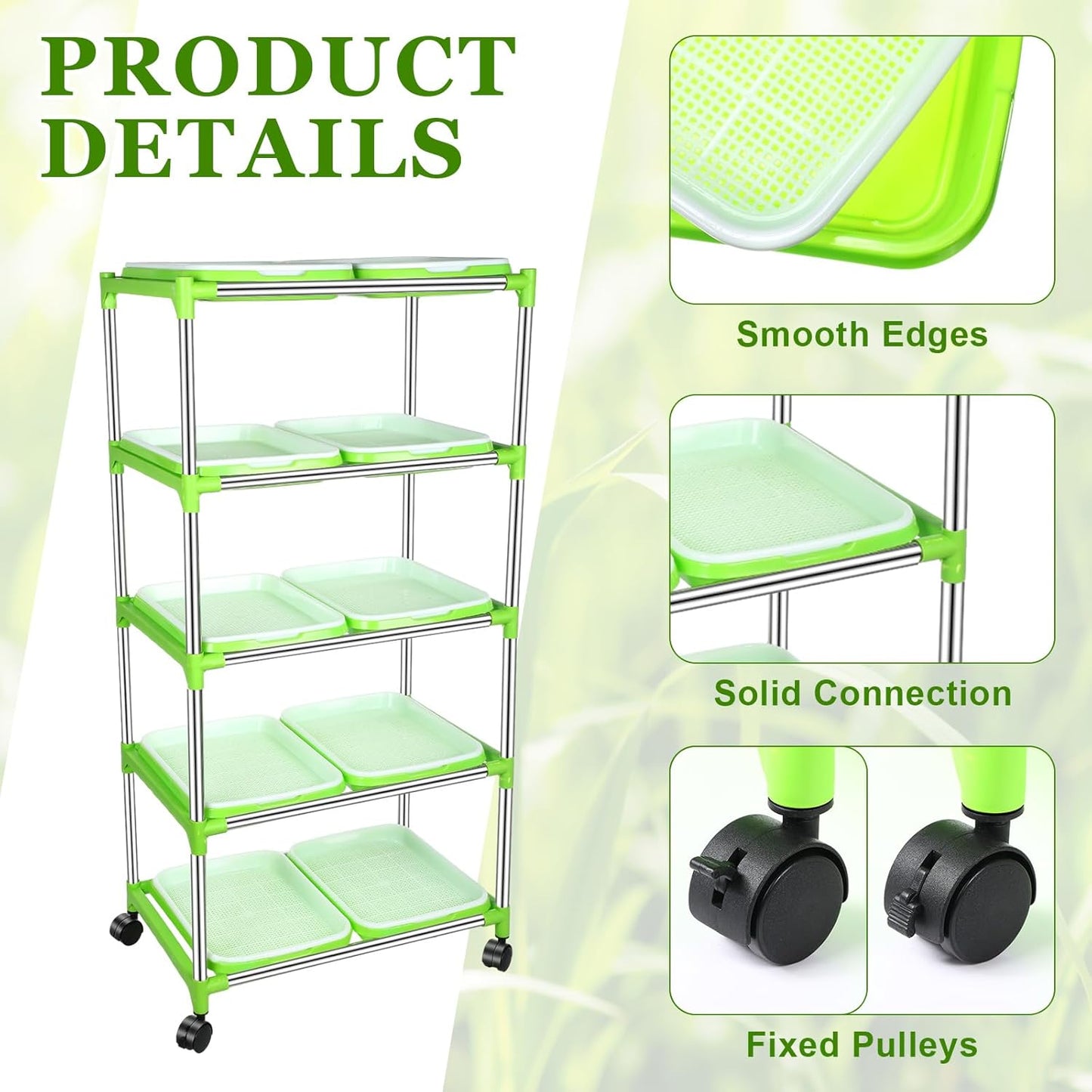 Microgreen grow station - 5 shelf with / 10 trays + 4 grow light kit + Free seed kit