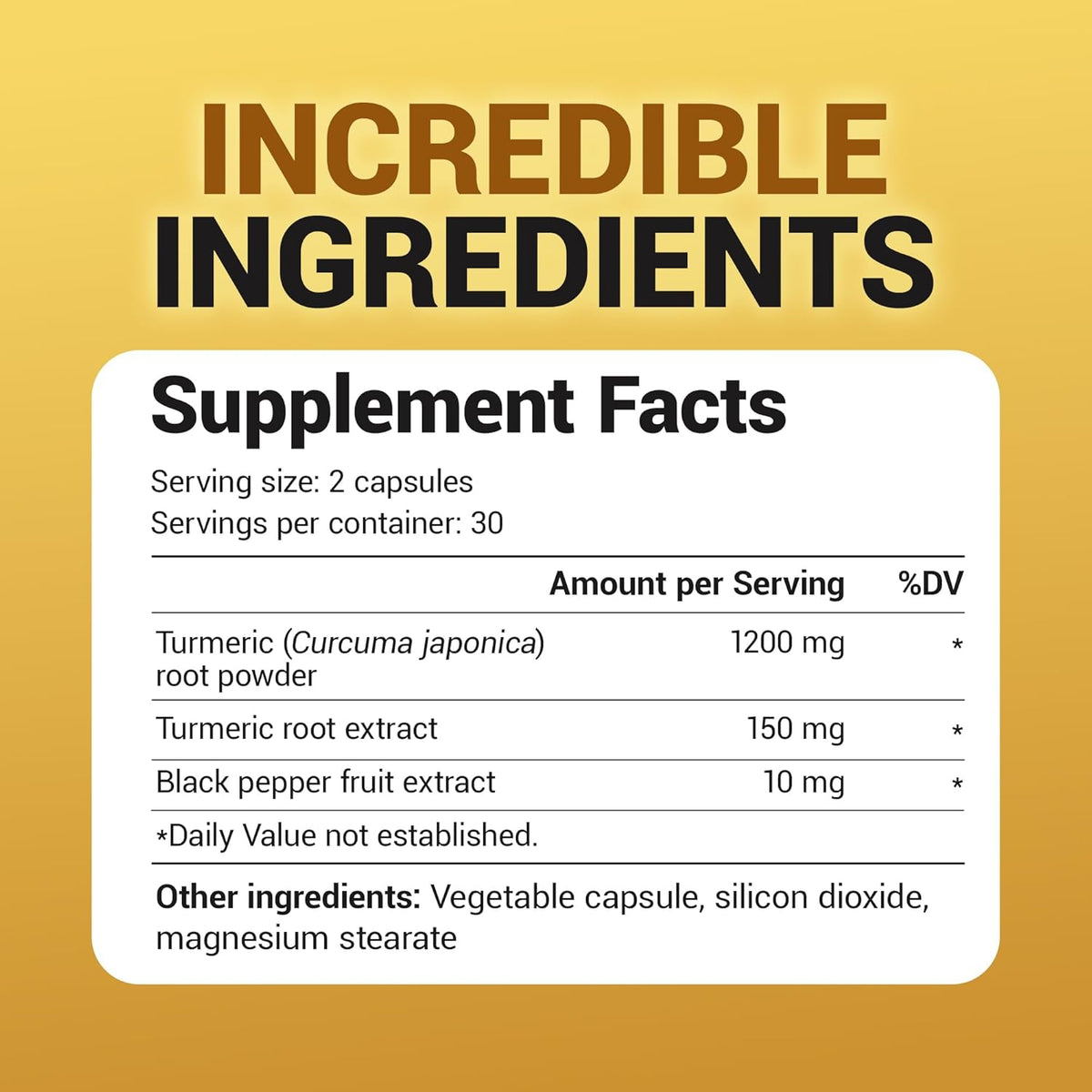 Turmeric Supplement with Black Pepper (BioPerine)
