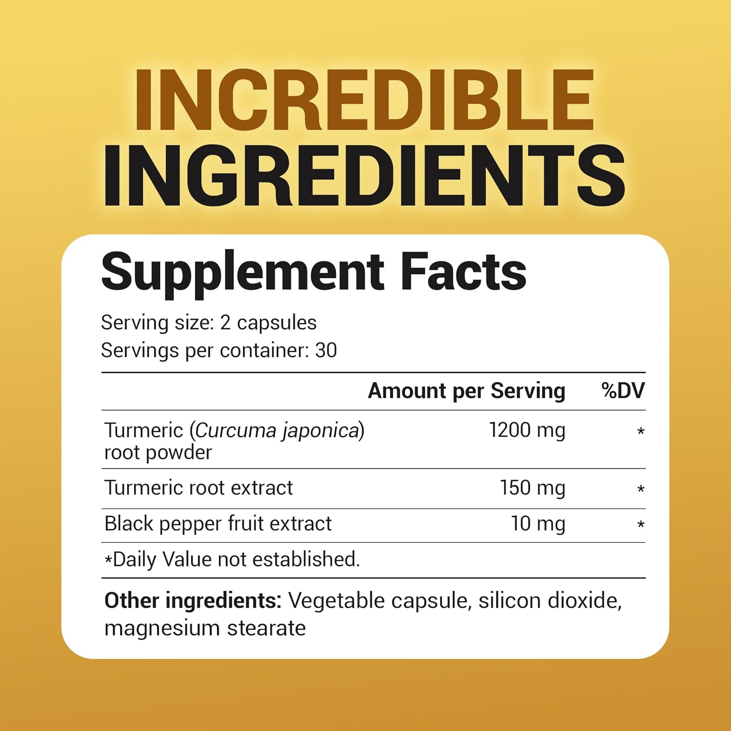Turmeric Supplement with Black Pepper (BioPerine)