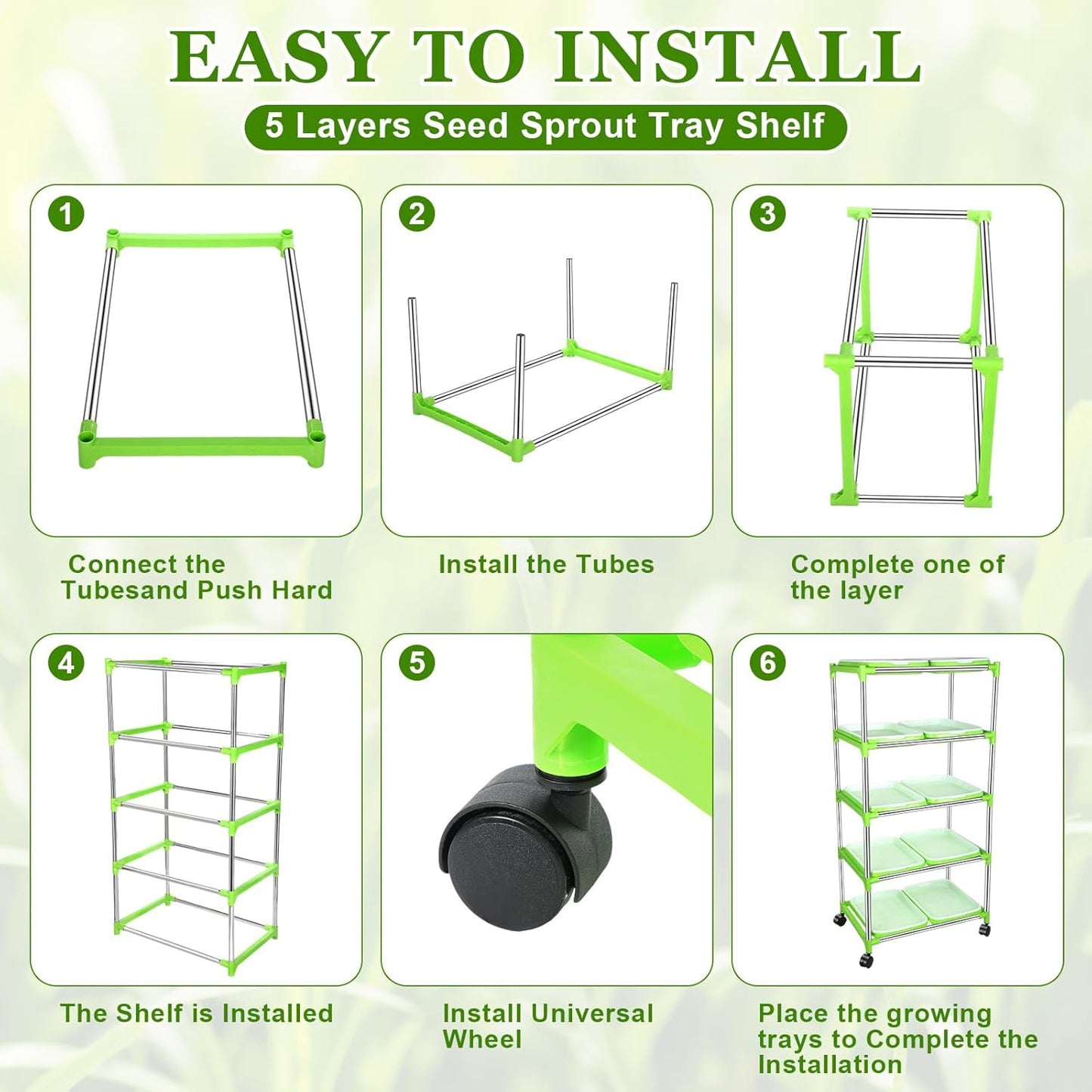 Microgreen grow station - 5 shelf with / 10 trays + 4 grow light kit + Free seed kit