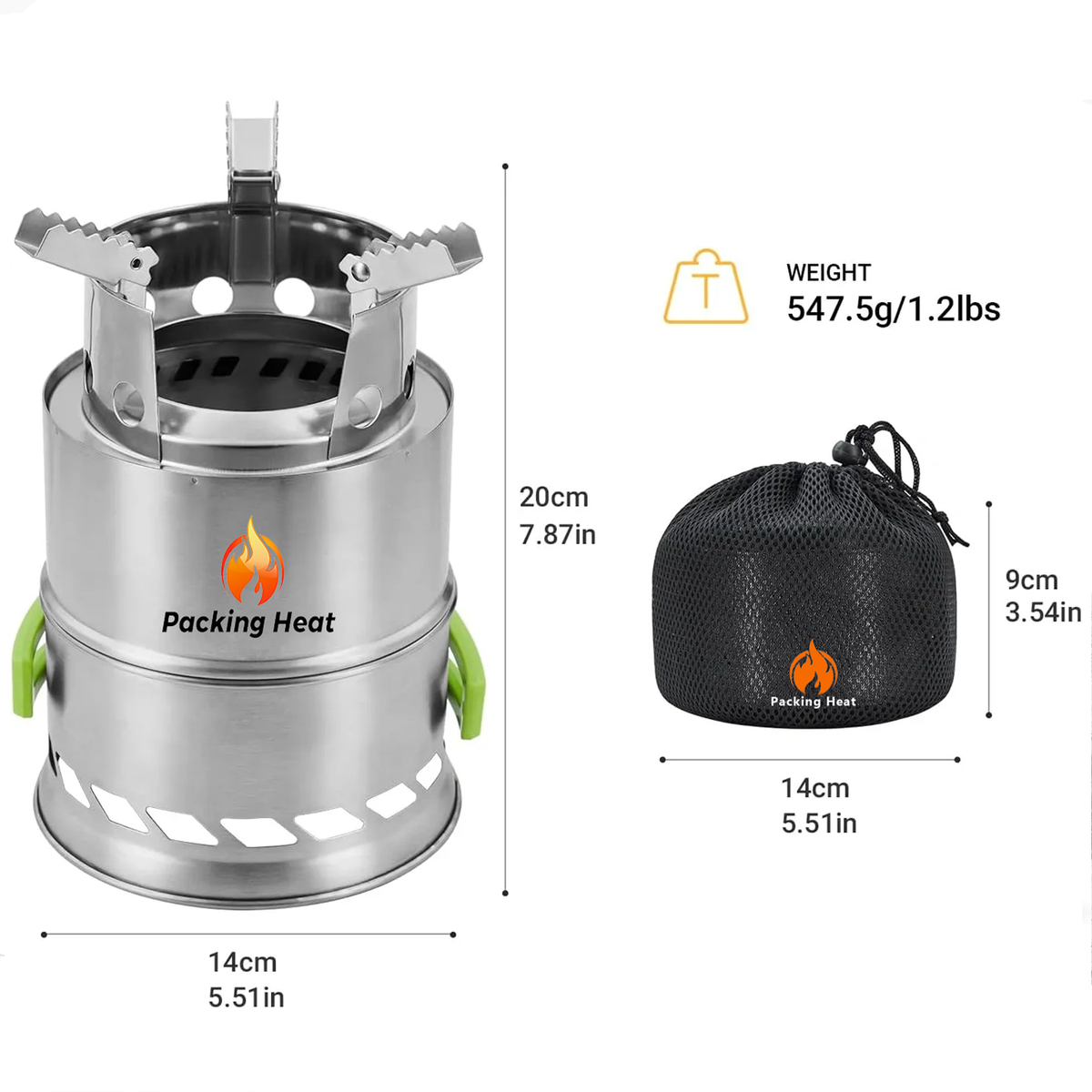 Stainless Steel WOOD STOVE with 2 stage internal combustion with FIRE PLUGS kit