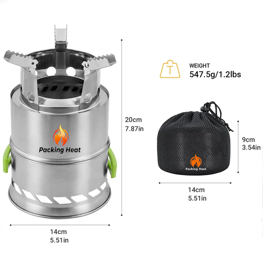 Stainless Steel WOOD STOVE with 2 stage internal combustion with FIRE PLUGS kit