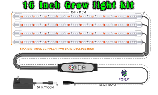 4 pcs LED 16 inch Grow light kit for small microgreen shelf setup