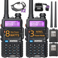 BAOFENG UV-5R 8W Ham Radio Handheld UV5R Long Range Walkie Talkies Rechargeable Dual Band Two Way Radio (Black 2Pack 8W)